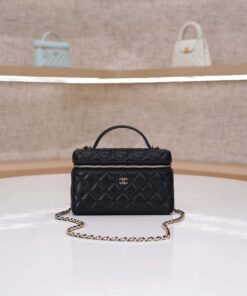 CHANEL VANITY HANDLE – BLACK – CAVIAR – GOLD CHAMPAGNE