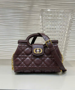 DIOR JOLIE TOP HANDLE - MINI - BURGUNDY - GOLD