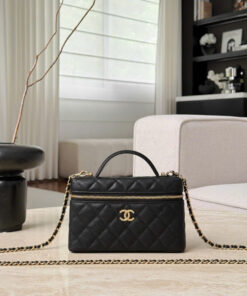 CHANEL VANITY HANDLE - BLACK - CAVIAR - GOLD