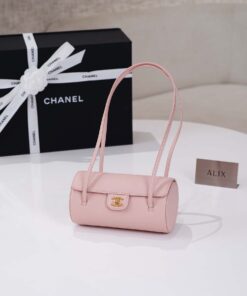 CHANEL BOWLING BAG - SMALL - PINK - GRAINED SHINY CALFSKIN - GOLD