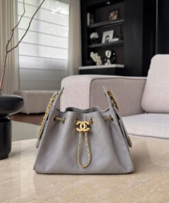 CHANEL 25 – MINI – GREY – CAVIAR – AGED GOLD