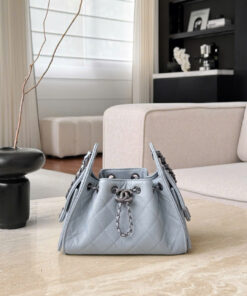 CHANEL 25 – MINI – BLUE – CAVIAR – SILVER