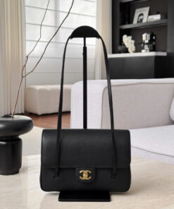 CHANEL 26P PREPPY COCO - BLACK -SMALL - GRAINED SHINY CALFSKIN - GOLD