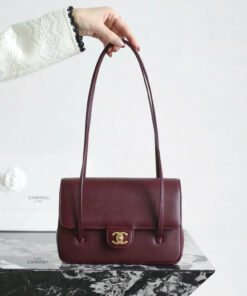 CHANEL 26P PREPPY COCO - SMALL - BURGUNDY - GRAINED SHINY CALFSKIN - GOLD