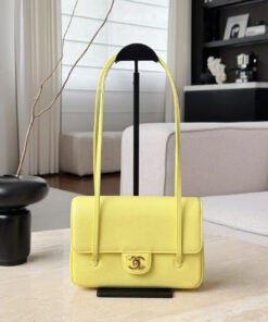 CHANEL 26P PREPPY COCO - SMALL - YELLOW - GRAINED SHINY CALFSKIN - GOLD