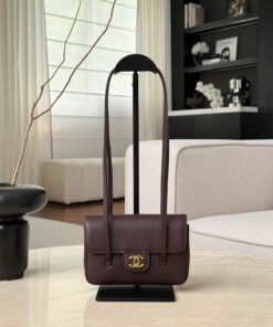 CHANEL 26P PREPPY COCO - MINI - DARK BROWN - GRAINED SHINY CALFSKIN - GOLD