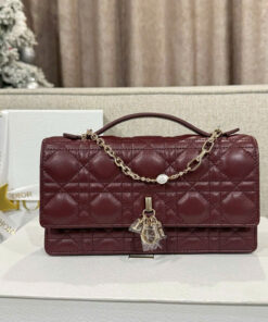 DIOR MISS MINI BAG - BURGUNDY - LAMBSKIN - GOLD CHAMPAGNE