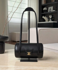 CHANEL BOWLING BAG - SMALL - BLACK - GRAINED SHINY CALFSKIN - GOLD