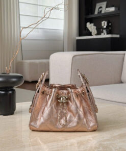 CHANEL 25 – MINI – ROSE GOLD – METALLIC GRAINED CALFSKIN – GOLD CHAMPAGNE
