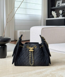 CHANEL 25 – MINI – BLACK – DENIM – GOLD