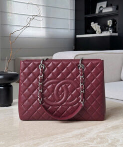 CHANEL GRAND SHOPPING TOTE – BURGUNDY – CAVIAR – SILVER