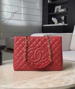 CHANEL GRAND SHOPPING TOTE – RED – CAVIAR – GOLD