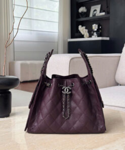 CHANEL 25 – SMALL – DARK RED WINE – CAVIAR – RUTHENIUM