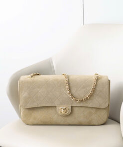 CHANEL 26S FLAP BAG - BEIGE - SUEDE - GOLD