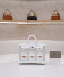 HERMES BIRKIN 20 FAUBOURG - BETON - TOGO & ALLIGATOR - PHW