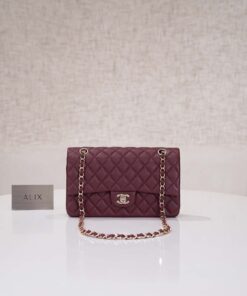 CHANEL CLASSIC – 25 – BURGUNDY – CAVIAR – GOLD CHAMPAGNE