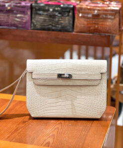 HERMES KELLY DEPECHES - BETON MATTE - ALLIGATOR - PHW