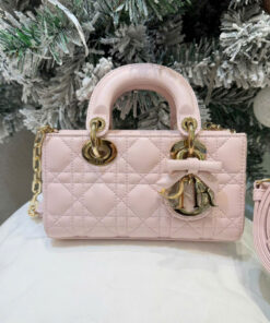 DIOR LADY D-JOY – MINI – POWDER PINK - LAMBSKIN – GOLD