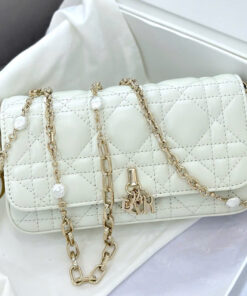 DIOR TALK PHONE POUCH - WHITE - LAMBSKIN - GOLD