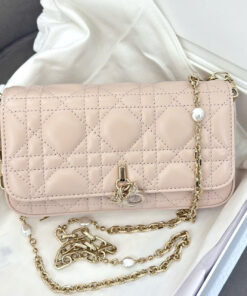 DIOR TALK PHONE POUCH - BLACK - LAMBSKIN - GOLD
