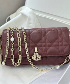 DIOR TALK PHONE POUCH - DAHLIA RED - LAMBSKIN - GOLD
