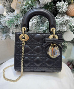DIOR LADY – MINI – BLACK – LAMBSKIN – GOLD