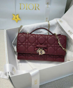 DIOR MISS MINI BAG – HERMITAGE RED – LAMBSKIN – GOLD