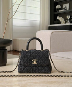 CHANEL COCO - MICRO - BLACK - DENIM - GOLD CHAMPAGNE