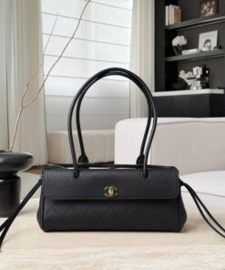 CHANEL BOWLING 26S - BLACK - GRAINED CALFSKIN - GOLD