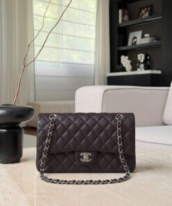 CHANEL CLASSIC – 25 – DARK BROWN – CAVIAR – SILVER