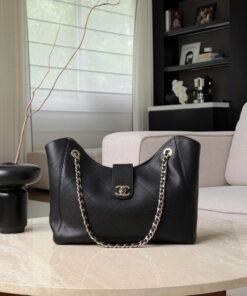 CHANEL 26P MAXI SHOPPING BAG - BLACK -  GRAINED CALFSKIN - GOLD CHAMPAGNE