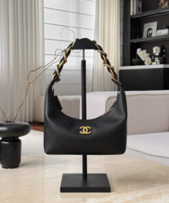CHANEL 25K HOBO - BLACK - SHINY LAMBSKIN - GOLD