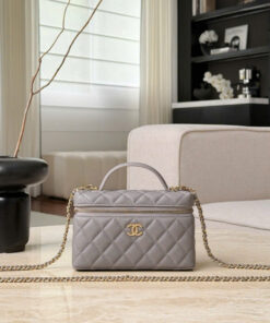 CHANEL VANITY HANDLE - GRAY - CAVIAR - GOLD