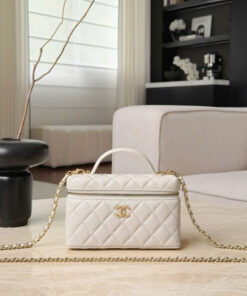 CHANEL VANITY HANDLE – WHITE – CAVIAR – GOLD