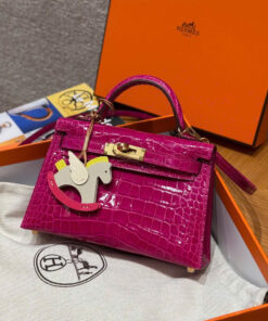 HERMES KELLY – MINI – ROSE SCHEHERAZADE – ALLIGATOR – GHW