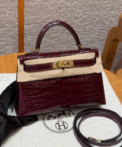 HERMES KELLY – MINI – BORDEAUX – ALLIGATOR – GHW