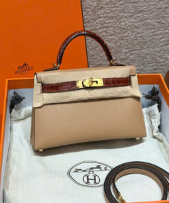 HERMES KELLY – MINI – CHAI & MIEL – MADAME & ALLIGATOR – GHW