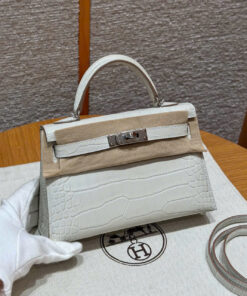 HERMES KELLY – MINI – BETON – ALLIGATOR – PHW
