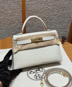 HERMES KELLY – MINI – BETON – ALLIGATOR – GHW