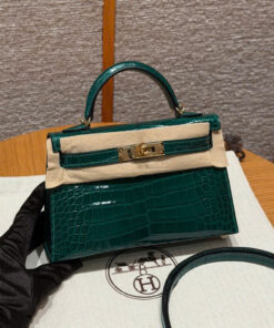 HERMES KELLY – MINI – VERT EMERAUDE – ALLIGATOR – GHW