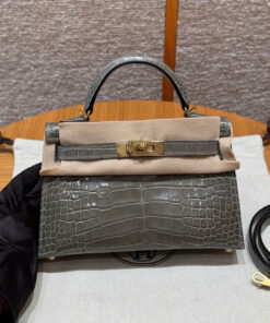 HERMES KELLY – MINI – GIRS TOURERLLE – ALLIGATOR – GHW