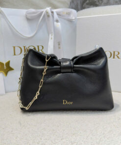 DIOR BOW BAG - SMALL - BLACK - LAMBSKIN - GOLD