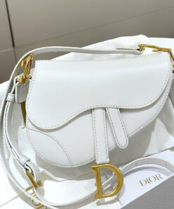 DIOR SADDLE - MINI - WHITE - CALFSKIN - GOLD