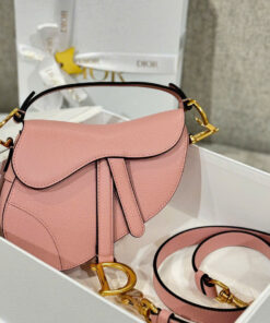 DIOR SADDLE - MINI - BLUSH - GRAINED CALFSKIN - GOLD
