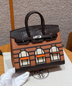 HERMES BIRKIN 20 FAUBOURG - GOLD & EBENE & BRULEE - MADAME & ALLIGATOR - PHW