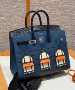 HERMES BIRKIN 20 FAUBOURG - BLEU MARINE & DEEP BLUE & BLUE INDIGO - MADAME & ALLIGATOR - PHW