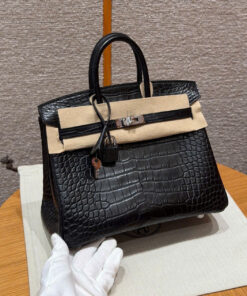 HERMES BIRKIN – 25 – NOIR  – ALLIGATOR – PHW