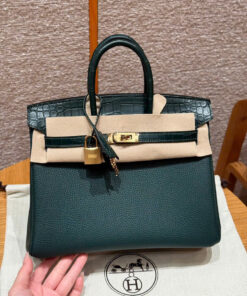 HERMES BIRKIN – 25 – VORT ROUSSEAU – TOGO & ALLIGTOR – GHW