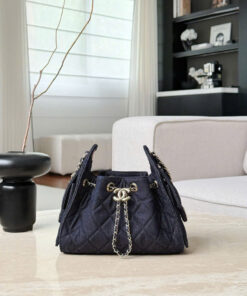 CHANEL 25 – MINI – DARK BLUE – DENIM – GOLD