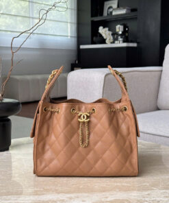 CHANEL 25 – SMALL – DARK BEIGE – CAVIAR – GOLD